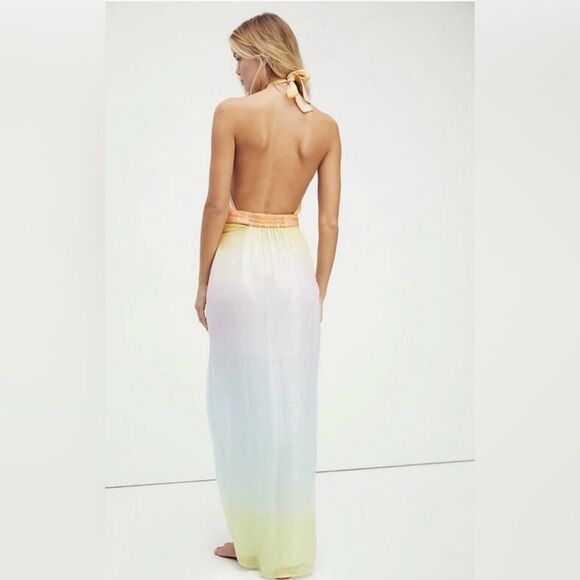 NWT Rococo Sand Leal Sunset Ombre Maxi Skirt | XSmall | Metallic Multicolor - Picture 2 of 9